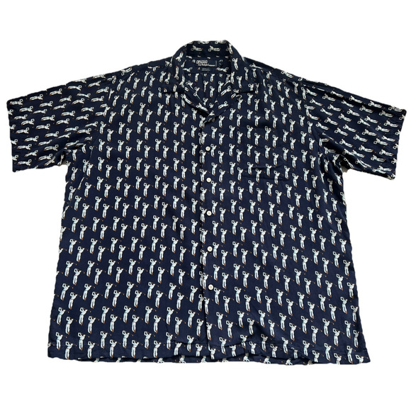 Polo Ralph Lauren Berkeley Shirt Mens Large All Over Golfer Print Short Sleeves - Picture 8 of 8